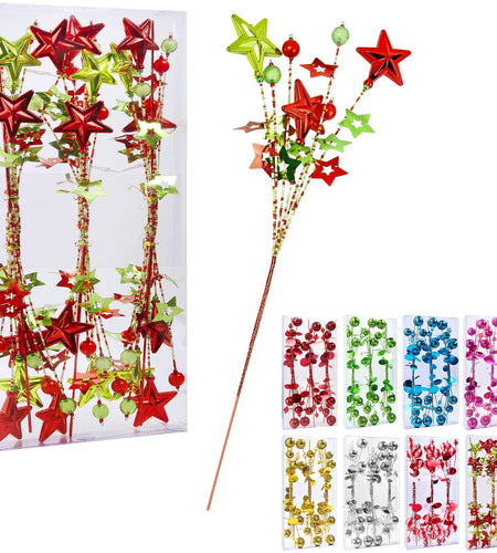 [Like_new] 17" Red Green White Christmas Tree Topper Star Beads Sequin Electroplating