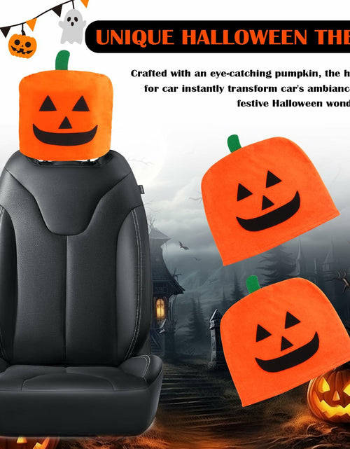 Load image into Gallery viewer, IHOTDER 2PCS Halloween Pumpkin Car Headrest Covers Universal
