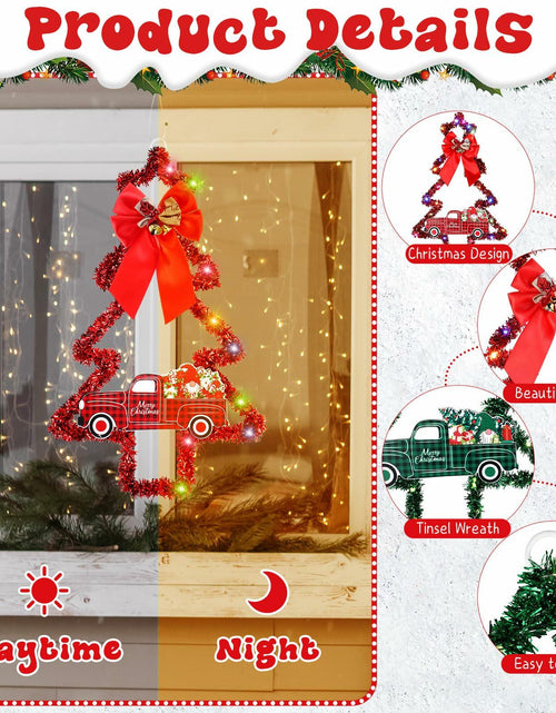 Load image into Gallery viewer, Liliful 2 Pcs LED Christmas Tree Lights with Red Green Tinsel Xmas Decor
