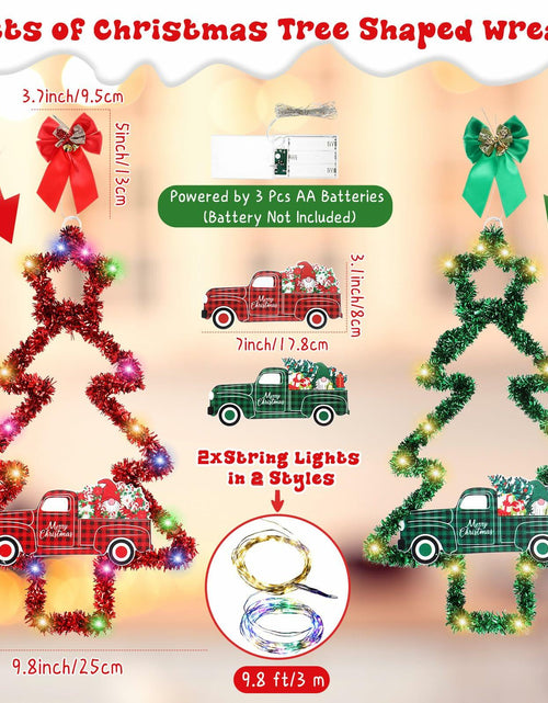 Load image into Gallery viewer, Liliful 2 Pcs LED Christmas Tree Lights with Red Green Tinsel Xmas Decor
