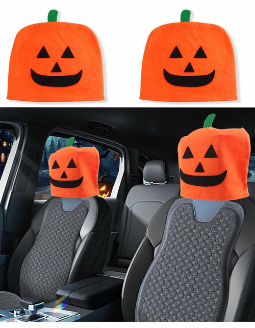 Load image into Gallery viewer, IHOTDER 2PCS Halloween Pumpkin Car Headrest Covers Universal
