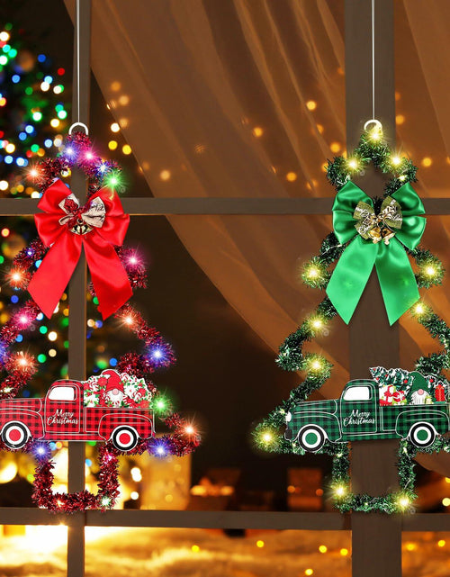Load image into Gallery viewer, Liliful 2 Pcs LED Christmas Tree Lights with Red Green Tinsel Xmas Decor
