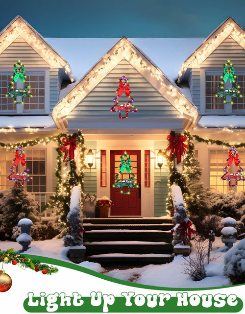 Load image into Gallery viewer, Liliful 2 Pcs LED Christmas Tree Lights with Red Green Tinsel Xmas Decor
