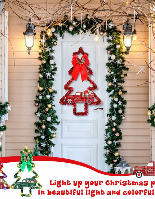 Load image into Gallery viewer, Liliful 2 Pcs LED Christmas Tree Lights with Red Green Tinsel Xmas Decor
