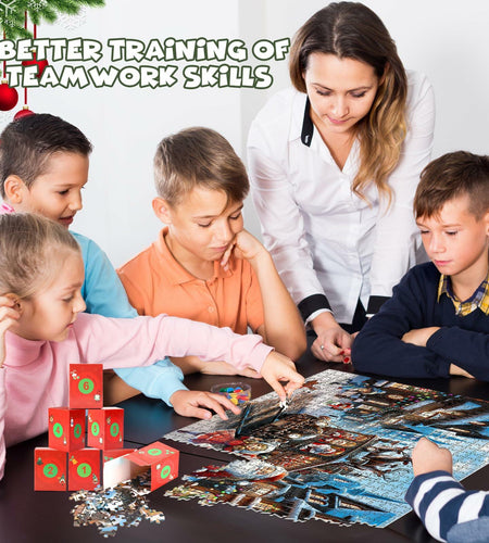 Advent Christmas Puzzle 2024 1008pcs Paper Calendar Holiday Decorative Green