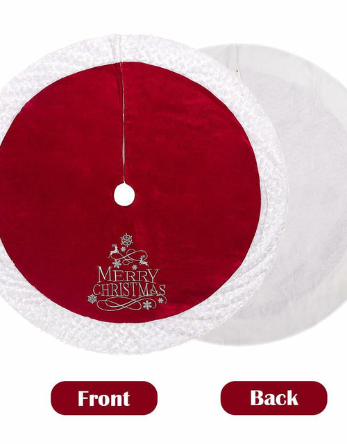 Load image into Gallery viewer, USILAND Christmas Tree Skirt Brown Velvet Snowflakes Embroidery 32in

