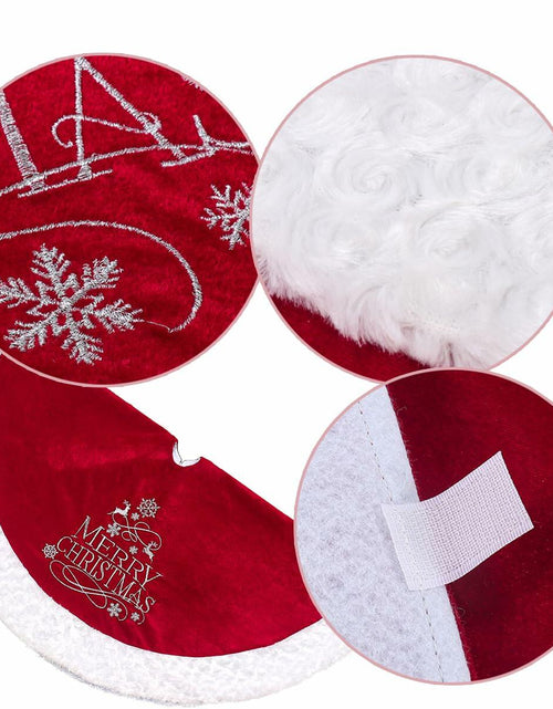 Load image into Gallery viewer, USILAND Christmas Tree Skirt Brown Velvet Snowflakes Embroidery 32in

