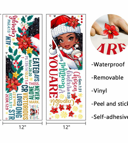 Mfault Christmas Black Girl Inspirational Wall Decals Stickers Xmas Decor