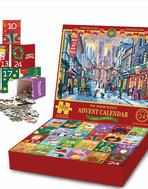 Load image into Gallery viewer, FunPaxido Christmas Advent Calendar Jigsaw Puzzle 1008 Pieces 24 Boxes
