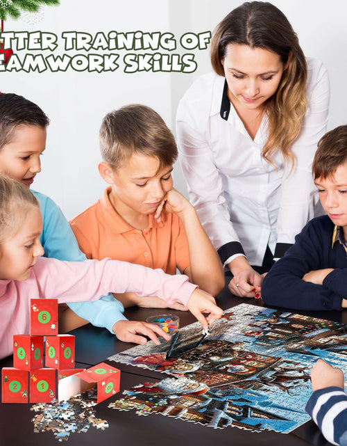 Load image into Gallery viewer, Advent Christmas Puzzle 2024 1008pcs Paper Calendar Holiday Game Green
