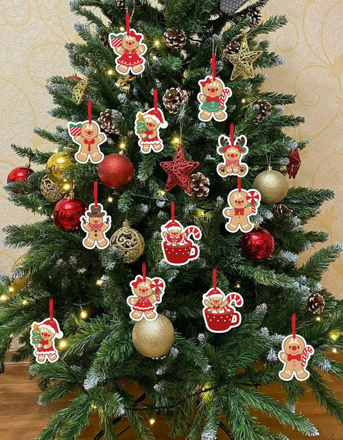 Load image into Gallery viewer, 12Pcs Gingerbread Man Christmas Ornaments Tree Decorations with Ropes
