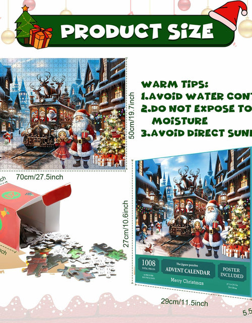 Load image into Gallery viewer, Advent Christmas Puzzle 2024 1008pcs Paper Calendar Holiday Decorative Green
