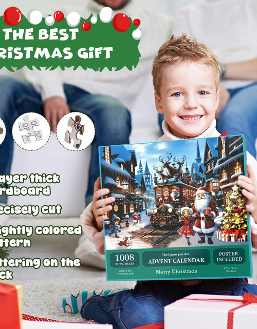 Load image into Gallery viewer, Advent Christmas Puzzle 2024 1008pcs Paper Calendar Holiday Game Green

