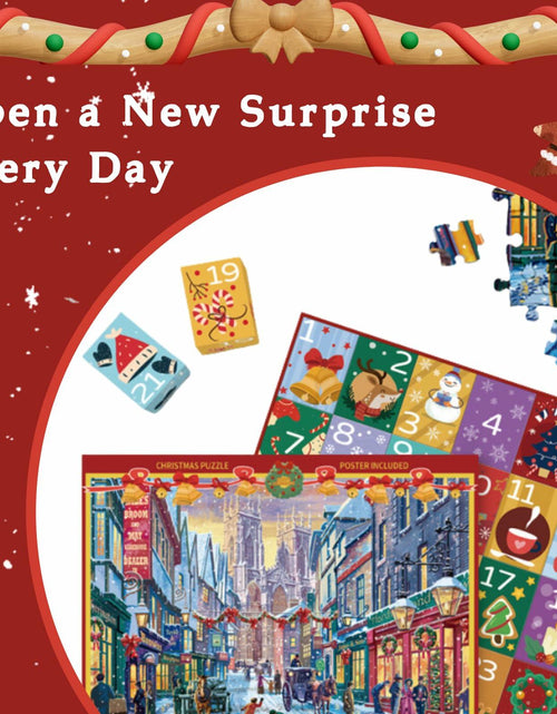 Load image into Gallery viewer, FunPaxido Christmas Advent Calendar Jigsaw Puzzle 1008 Pieces 24 Boxes
