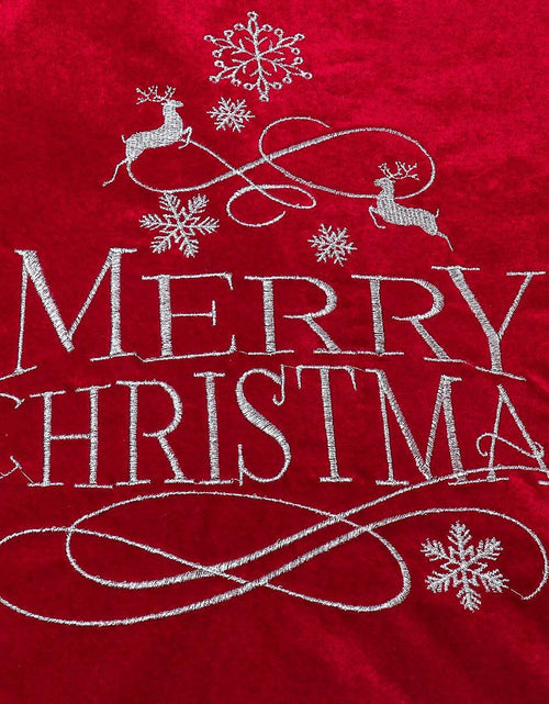 Load image into Gallery viewer, USILAND Christmas Tree Skirt Brown Velvet Snowflakes Embroidery 32in
