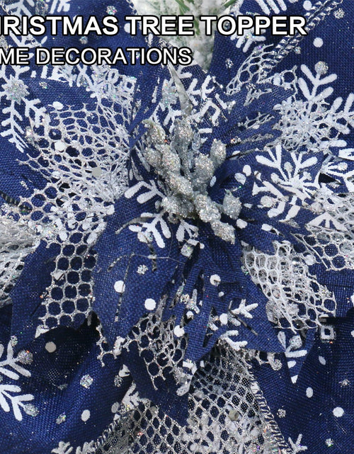 Load image into Gallery viewer, YINGQIWISH Christmas Tree Topper Large Bow Deep Blue White Indoor Outdoor
