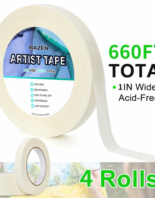 Load image into Gallery viewer, Bazen Artist Tape 4 Pack 1in x 660ft White Acid-Free Masking Tape
