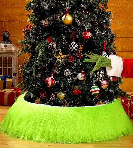 Funnymoom Christmas Tree Collar Green Faux Fur Skirt 24 Inch