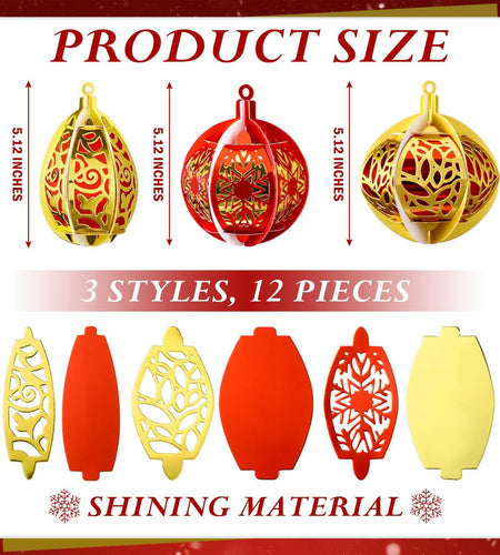 Vercraft 12 Pcs Christmas Tree Balls Ornaments Red Gold Hanging Decor