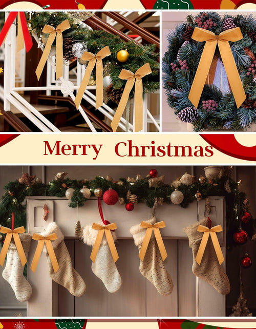 Load image into Gallery viewer, Riceshoot 30 Pcs Velvet Christmas Bow Khaki 6.3x11 Inch Rustic Decor
