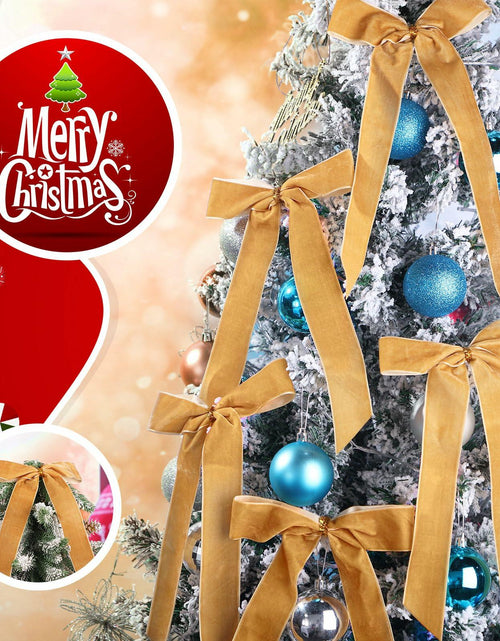 Load image into Gallery viewer, Riceshoot 30 Pcs Velvet Christmas Bow Khaki 6.3x11 Inch Rustic Decor
