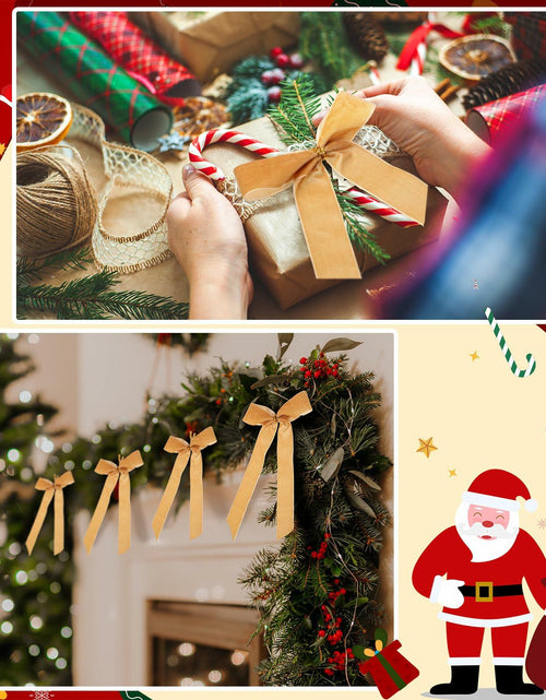 Load image into Gallery viewer, Riceshoot 30 Pcs Velvet Christmas Bow Khaki 6.3x11 Inch Rustic Decor
