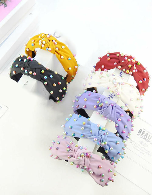 Load image into Gallery viewer, SMYAXUNW Colorful Pearl Knotted Hairband Turban Hair Accessories for Women
