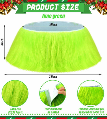 Funnymoom Christmas Tree Collar Green Faux Fur Skirt 24 Inch