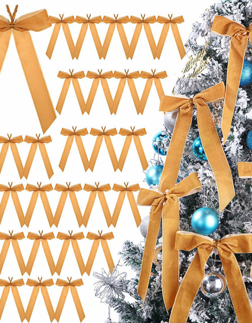 Load image into Gallery viewer, Riceshoot 30 Pcs Velvet Christmas Bow Khaki 6.3x11 Inch Rustic Decor
