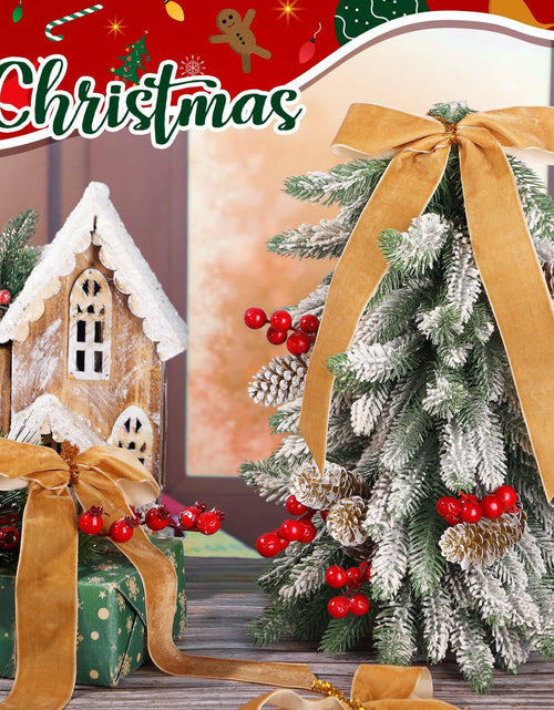 Load image into Gallery viewer, Riceshoot 30 Pcs Velvet Christmas Bow Khaki 6.3x11 Inch Rustic Decor
