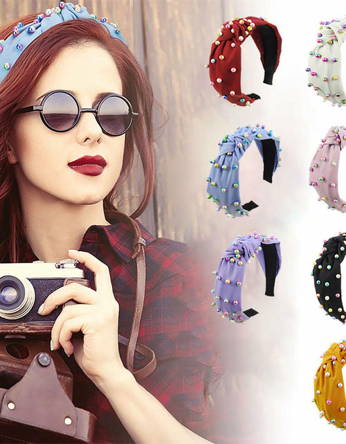 Load image into Gallery viewer, SMYAXUNW Colorful Pearl Knotted Hairband Turban Hair Accessories for Women
