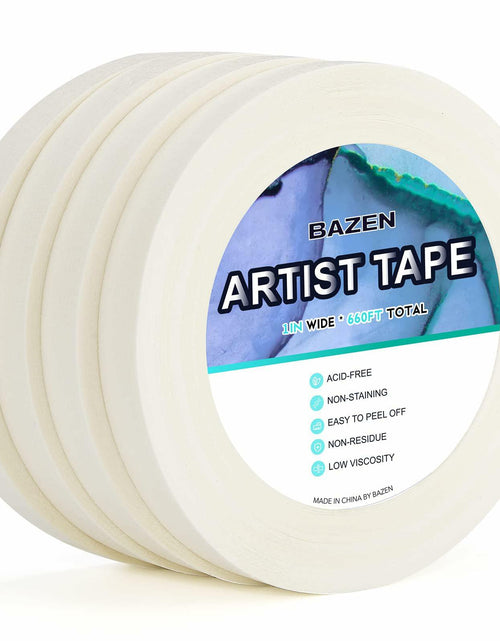 Load image into Gallery viewer, Bazen Artist Tape 4 Pack 1in x 660ft White Acid-Free Masking Tape
