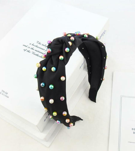 SMYAXUNW Colorful Pearl Knotted Hairband Turban Hair Accessories for Women