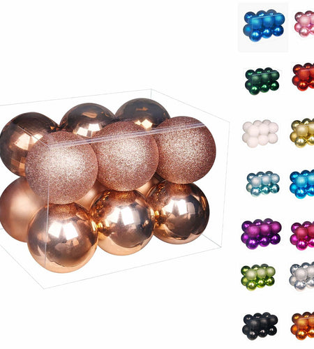 Emopeak 12Pcs Shatterproof Christmas Balls Ornaments 4 Style Multi Color