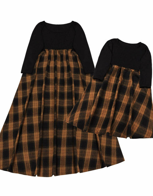 Load image into Gallery viewer, PopReal Mommy and Me MaxiDress Brown Plaid Long Sleeve with Pockets Size 18-24M
