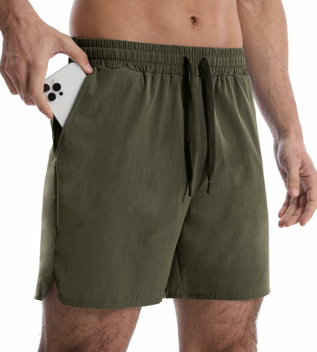 OEBLD Men's Athletic Running Shorts 5 Inch Quick Dry Army Green Size L