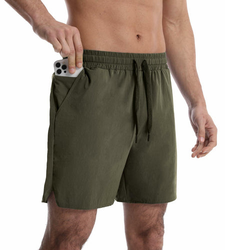 OEBLD Men's Athletic Running Shorts 5 Inch Quick Dry Army Green Size L