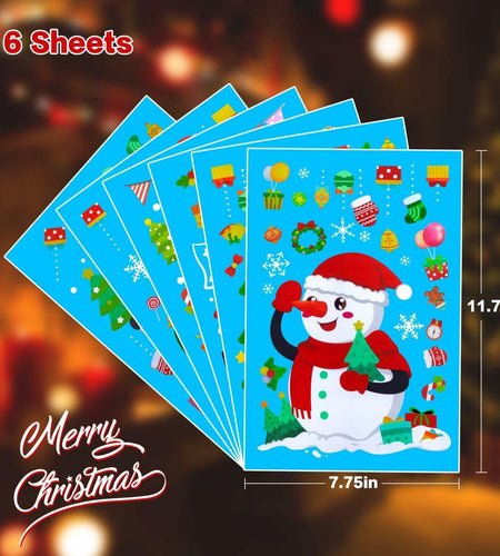 194PCS Christmas Window Clings Stickers Snowflakes Indoor Home 6 Sheets