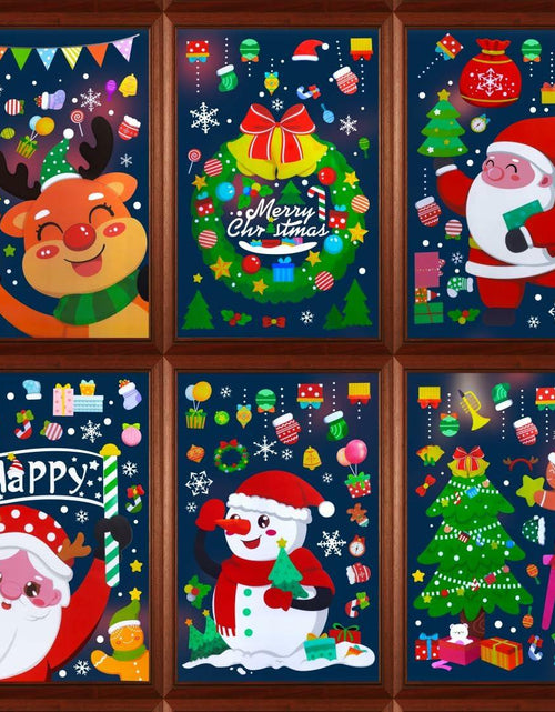 Load image into Gallery viewer, 194PCS Christmas Window Clings Stickers Snowflakes Indoor Home 6 Sheets
