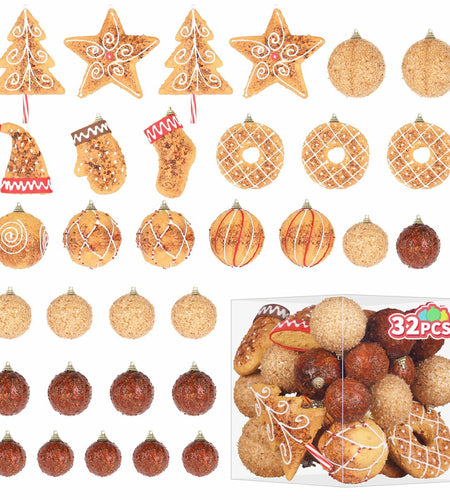RoseCraft Christmas Ornaments Set 32PCS Shatterproof Multi-Color Hanging Balls
