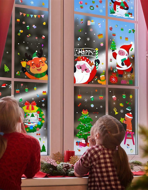 Load image into Gallery viewer, 194PCS Christmas Window Clings Stickers Snowflakes Indoor Home 6 Sheets
