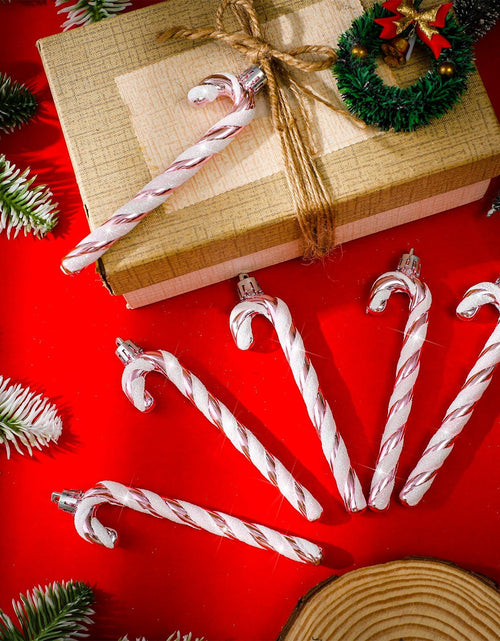 Load image into Gallery viewer, Sotiff Plastic Glitter Candy Cane Ornaments Pink White 72 Pcs Holiday Decor
