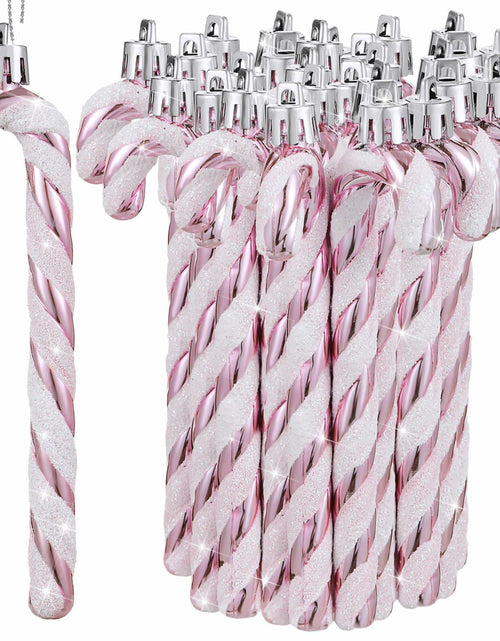 Load image into Gallery viewer, Sotiff Plastic Glitter Candy Cane Ornaments Pink White 72 Pcs Holiday Decor
