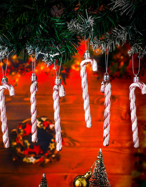 Load image into Gallery viewer, Sotiff Plastic Glitter Candy Cane Ornaments Pink White 72 Pcs Holiday Decor
