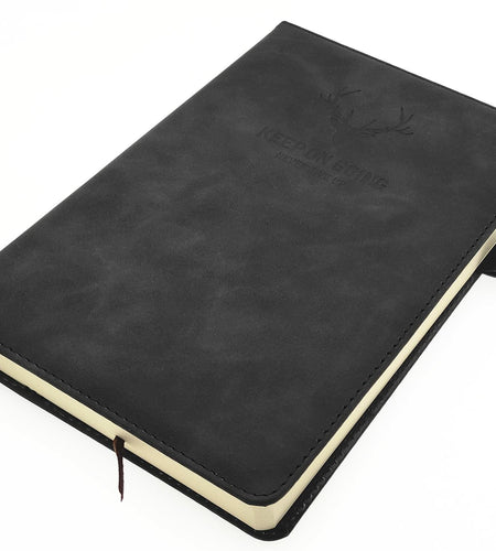 Ailifly Hardcover Journal Notebook A5 Ruled 360 Pages Black Faux PU Leather