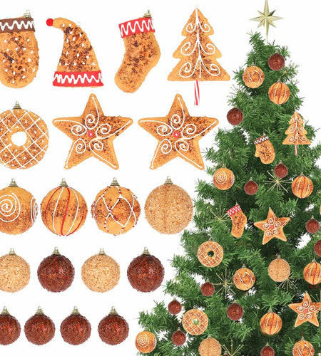 RoseCraft Christmas Ornaments Set 32PCS Shatterproof Multi-Color Hanging Balls
