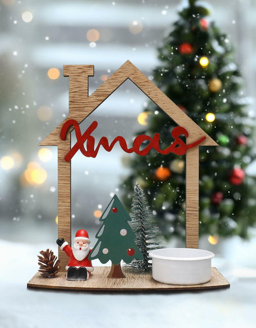 Load image into Gallery viewer, VQN Christmas Wooden Small House Crafts Rustic Xmas Holiday Ornament Decor
