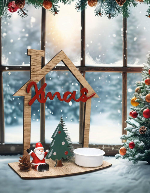 Load image into Gallery viewer, VQN Christmas Wooden Small House Crafts Rustic Xmas Holiday Ornament Decor
