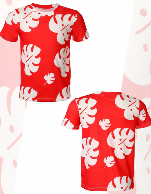 Load image into Gallery viewer, Toulite Halloween Girl Hawaiian Luau Costume Red Leaf T-Shirt Headband Anklet
