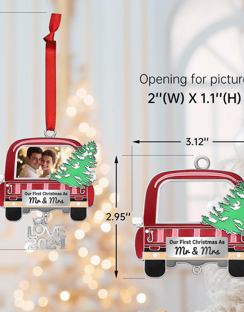 Load image into Gallery viewer, Our First Christmas As Mr and Mrs Photo Ornament Metal Wedding Gift 2024

